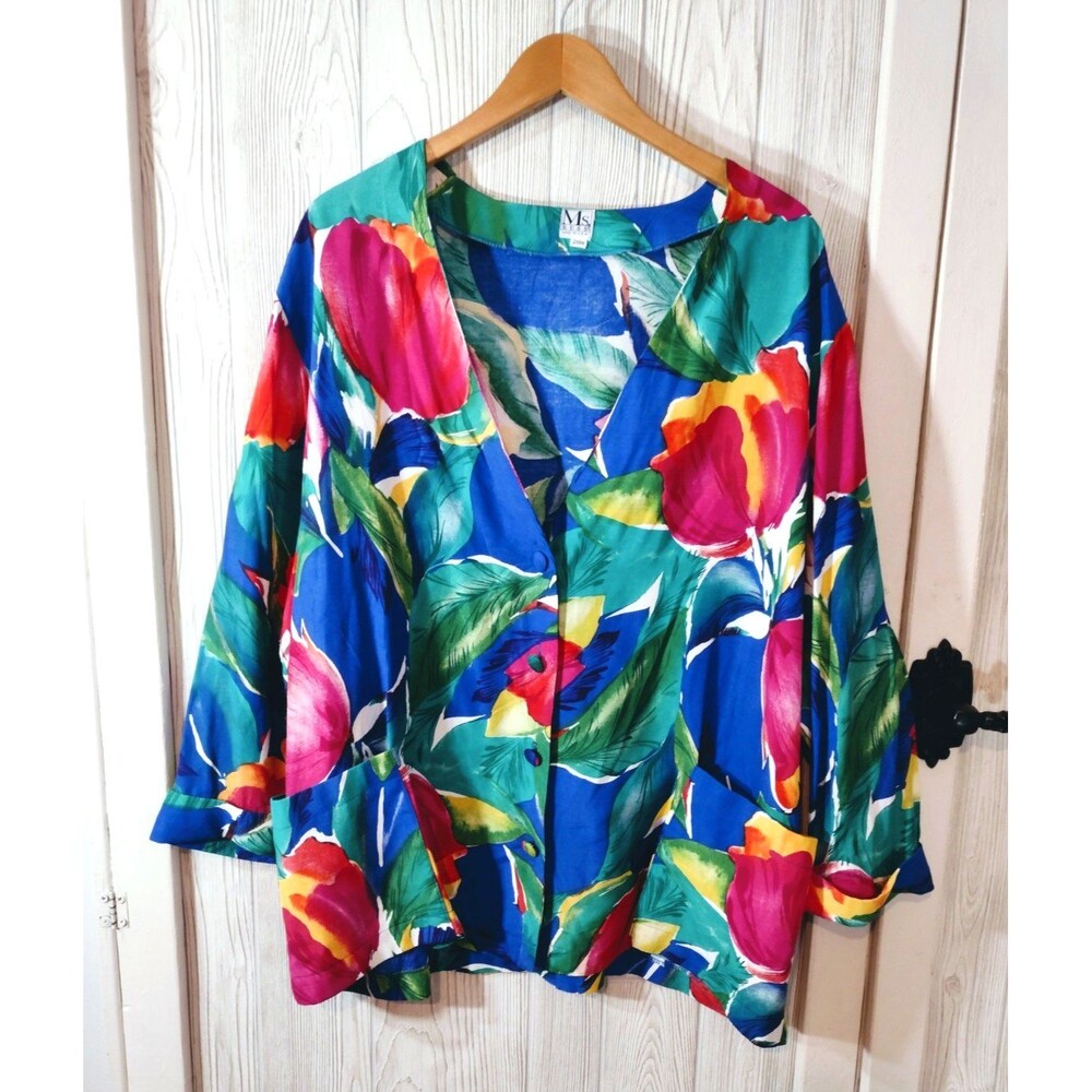 Ms. Russ Womens Floral Cardigan Vintage 20W